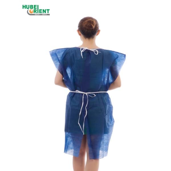 Dark Blue Disposable Medical Use Patient Gown / Disposable Isolation Gown For Hospital
