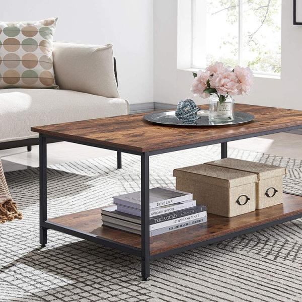 Modern MDF Wood Rectangle Metal Coffee Table For Living Room