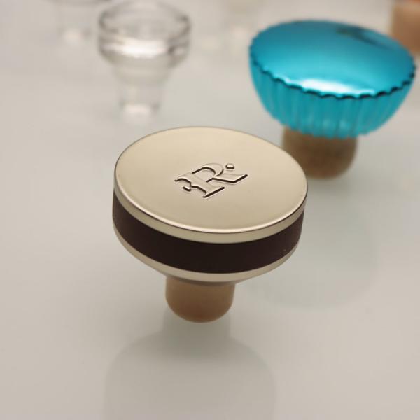 Vinolok Solid Glass Liquor Bottle Stopper Nature Cork Synthetic With Metal Top