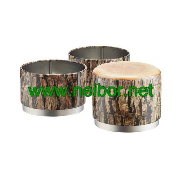 3-Section Woodgrain Gift Tin Storage Box Tea Canister