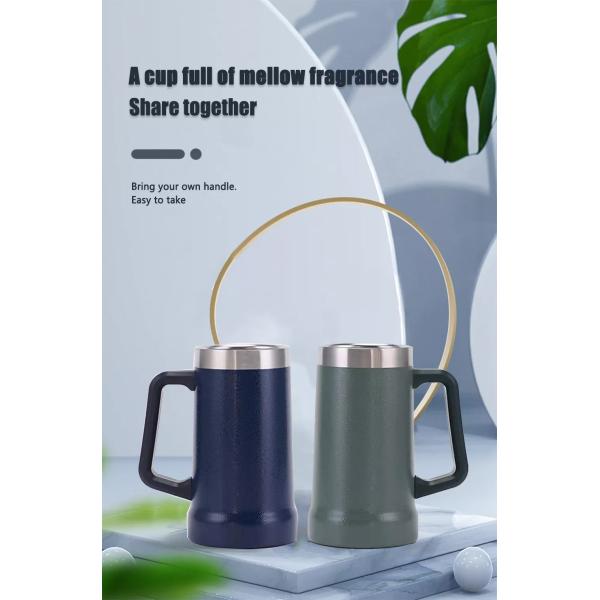 24oz Stainless Steel Tumbler With Handle , Double Wall Stainless Steel Beer Mug