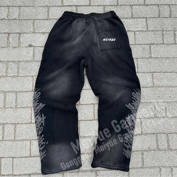 Hommes sur mesure Coureurs Larges jambes Flare Sacs empilés à l'acide Lavé Sweatpants Hommes Casual 100% coton Sweatpants Pantalon pour hommes