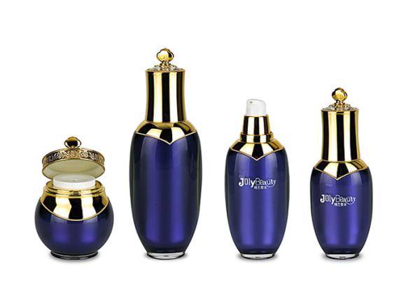 The top hat golden bottle body blue material PP Empty Makeup Containers