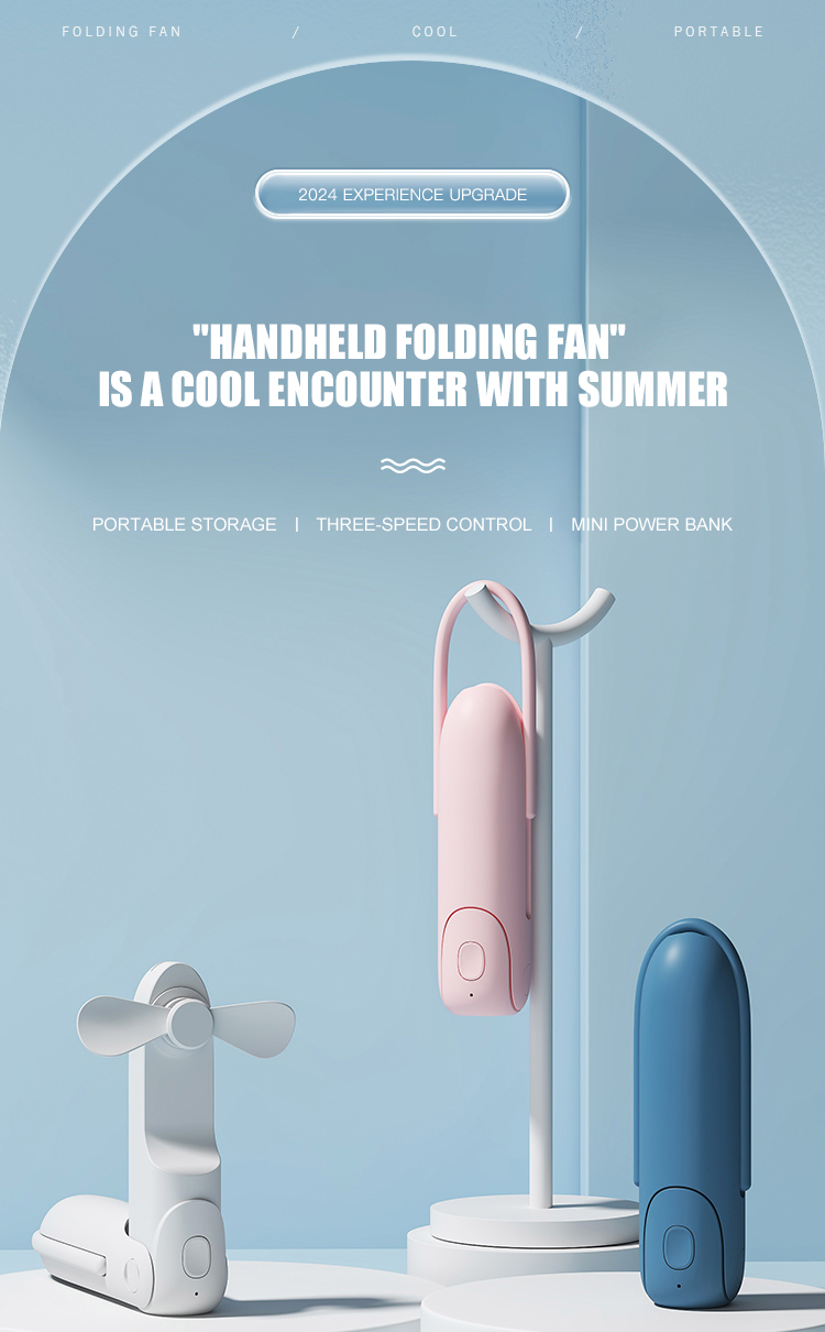 Portable Cooling Hand Fan 1200mAh Outdoor Rechargeable Mini Air Cooler Foldable Handheld Fan With Led Light Power Bank