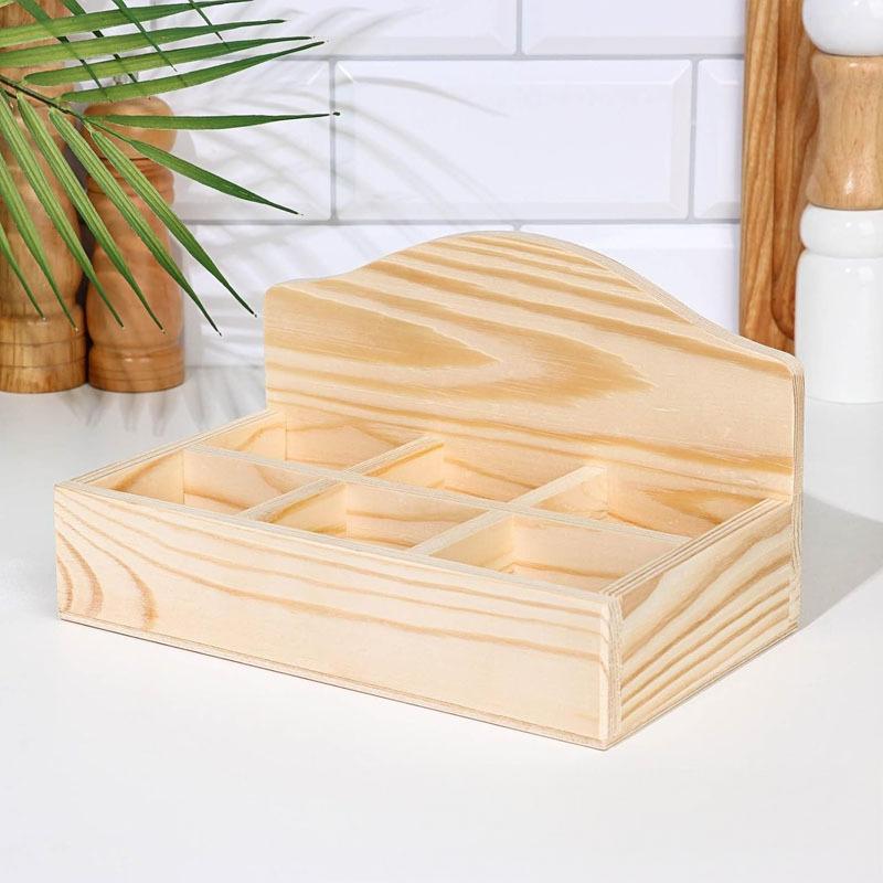 Desktop Wooden Storage Box Divided Display Box Log Tray Coffee Bag Tea Bag Organizer Storage Box