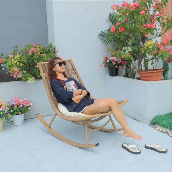 Modern Design PE Rattan Aluminum Alloy Rocking Chair Sun Lounger for Outdoor Leisure