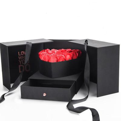 Big Cube Flowers Gift Box With Heart Shape Box And Drawer Box