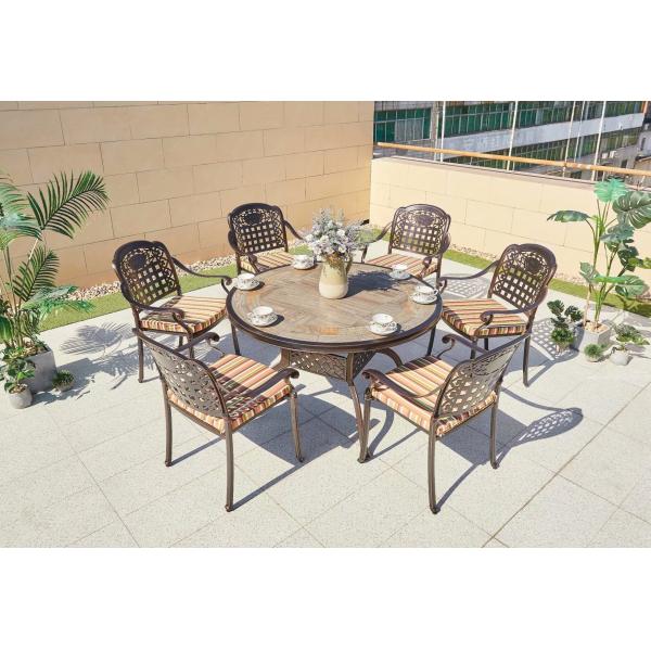 Balcony Bistro Furniture Wood Pattern BBQ Set Cast Aluminum Dining Set for Patio Dining