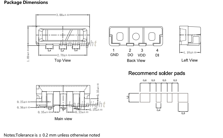Side view 3010 RGB built-in IC SMD LED for signage and decorative lighting solutions