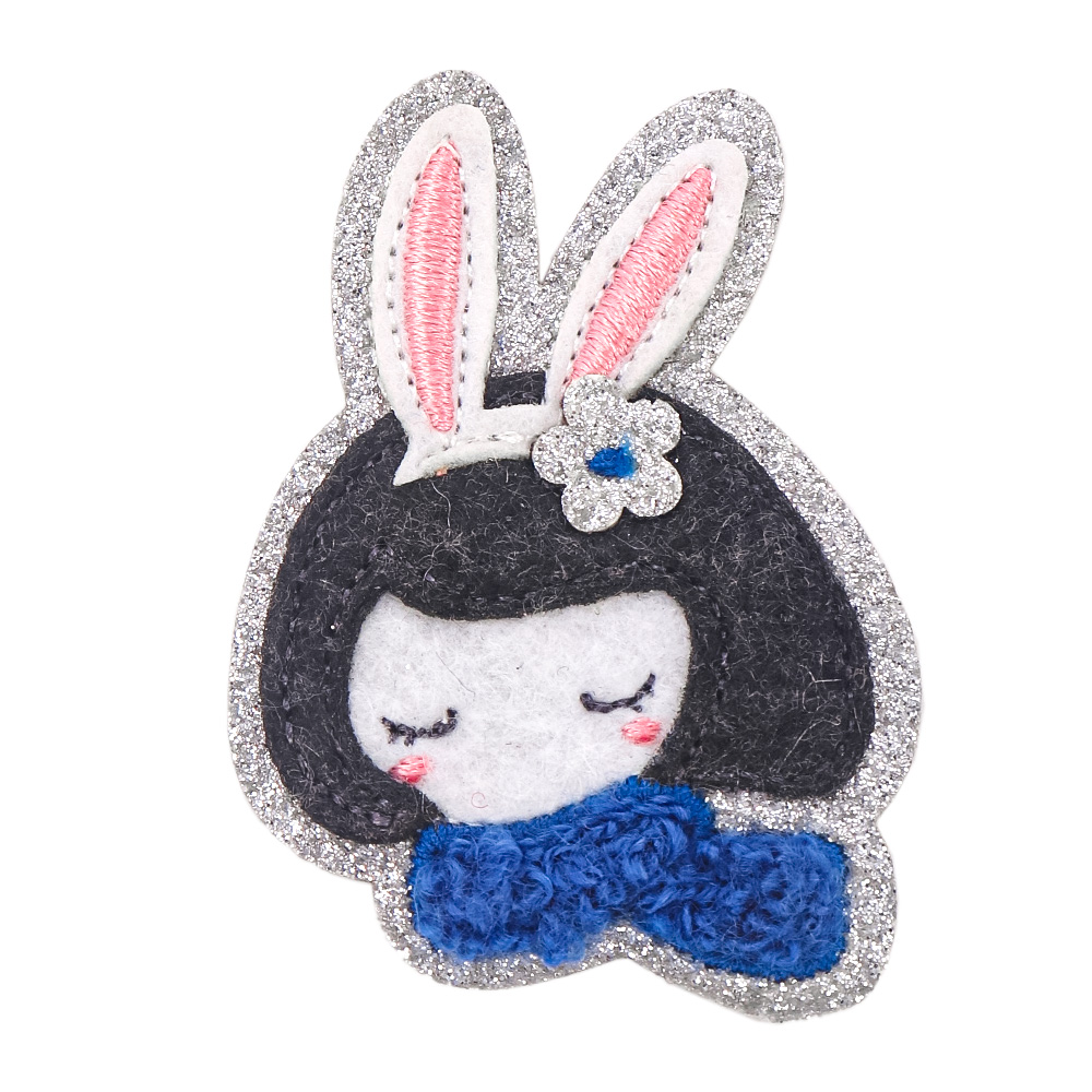 Glitter Glitter Powder Edge Patch Chenille Rabbit Sleeping Girl Patch Cute Patch for Baby Clothes