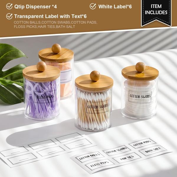 KIT MEDICAL Multifunção Cotton Swab Holder Dispenser Tanque de armazenamento com tampas de bambu