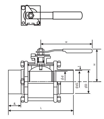 Three Piece Welded Ball Valve For High Precision Fields BA EP Grade