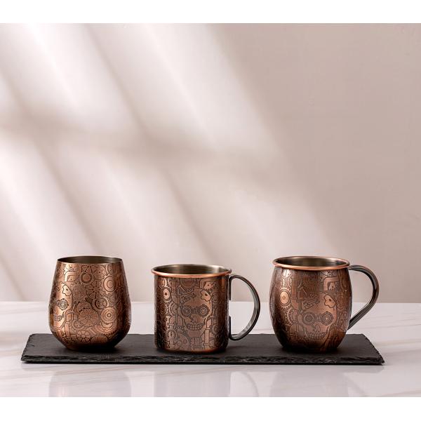 18 Oz Hammered Stainless Steel Copper Mugs 304 Stainless Steel Corrosion Resistant