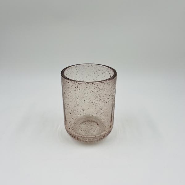 Milk Tea Color Luxury Glass Bath Accessories Round Shape With Bubble Effect Hand Soap Bottle Tumbler Holder Liquid Hand Soap Dispenser