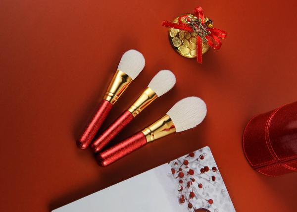 Do brilho profissional do grupo de escovas 7pcs da composição do Natal de Vonira jogo de ferramentas cosmético da escova para a cor vermelha de presente de aniversário das meninas