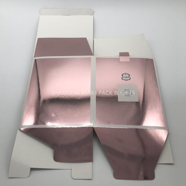 Pink Folding Cardboard Gift Boxes , Gold Foil Gift Boxes Holographic Advertising Display