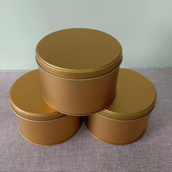 Recyclable Metal Candle Jar With Custom Printing Gold Tea Pot Design