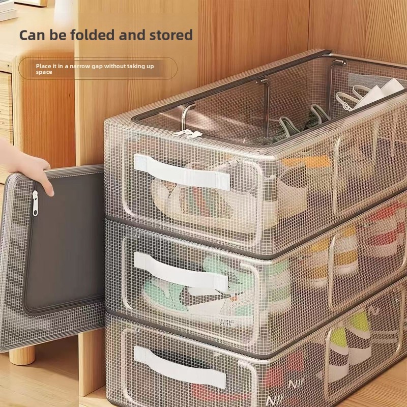 Factory Wholesale Plastic Foldable Transparent  Dustproof Shoe Storage Cabinet Portable Shoe Box for Home