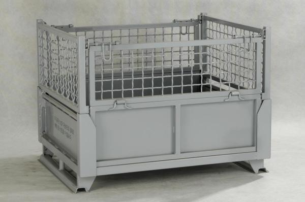 IBC Metal Cage Warehouse Metal Storage Bins With Gray Painted Foldable Metal Cage