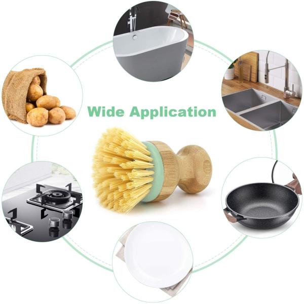 кухня 3.9in Scrub скруббер блюда щетки бамбуковый щетка 2inch длиной щетинится 150g с деревянной ручкой