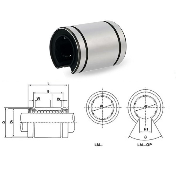 Precious Quenched Linear Bearing LM10UU-OP/AJ 10*19*29mm Warehouse Automated Racking Linear Bearing
