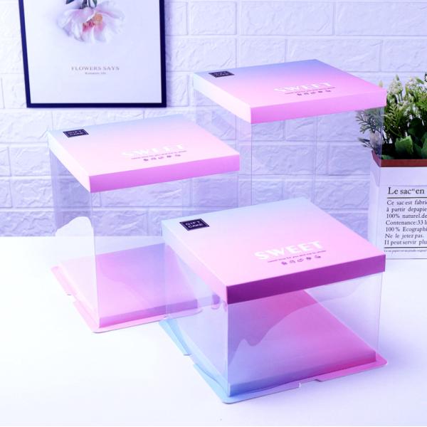 Waterproof Eco Friendly Plastic Packaging PET Transparent High Square Cake Packaging Box