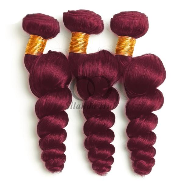 Burgundy Loose Wave Remy Human Hair Bundles Sew In Weave Bundles Brazilian Bundle Deals