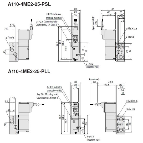 Konganei 110-4E1 A110-4E1 Pneumatic Solenoid Valves M5 DC24V AC230V