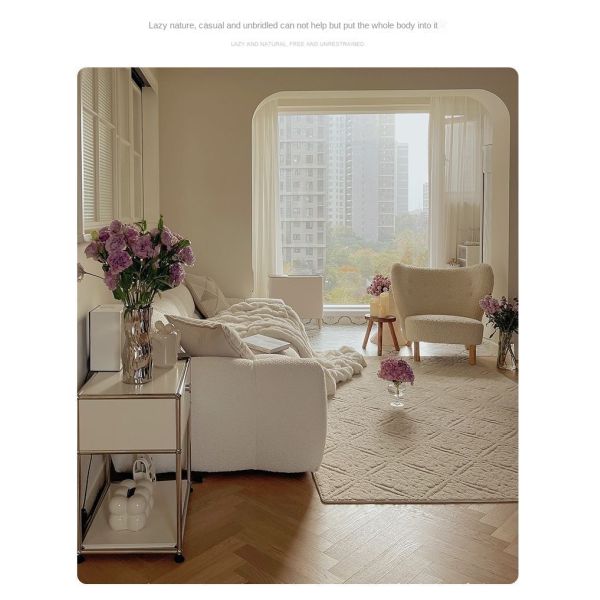 Custom Modern Villa Living Room Sofa Bed Sponge Corner Sofa Modular Sectional Lamb Fleece Cloud Couch Home Apartment