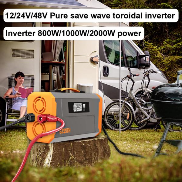 Portable 12V 220V Ac to Dc 1000W Power Converter with 9.09A 110V / 4.54A 220V Output Current and Pure Sine Wave Output