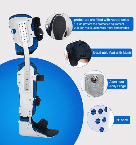 Professional full leg knee support leg fracture foot drop orthosis pain arch support ankle foot support brace