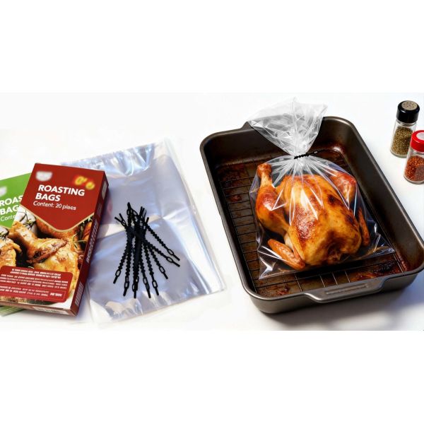 Custom Food Grade Clear PET Plastic Heat Resistance Microwave Meat Seafood Chicken Turkey Roasting Cooking Oven Bags
