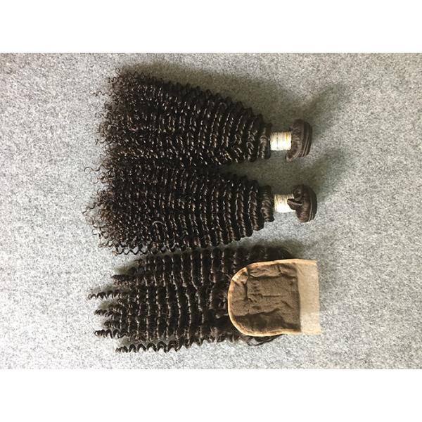 Safe Peruvian 8A Virgin Hair Kinky Curly Hair Bundles With 4x4 Kinky Curly Closure