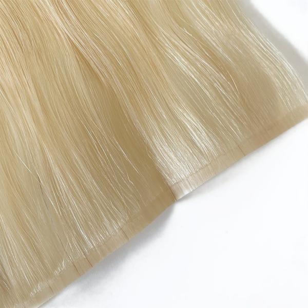 Double Drawn Blonde Color Skin PU Flat Weft Human Hair Extension for Straight Style