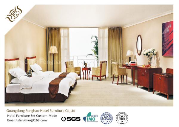 Commercial Style Wooden Finish Hotel Bedroom Furniture With  Fabric Sofa Set