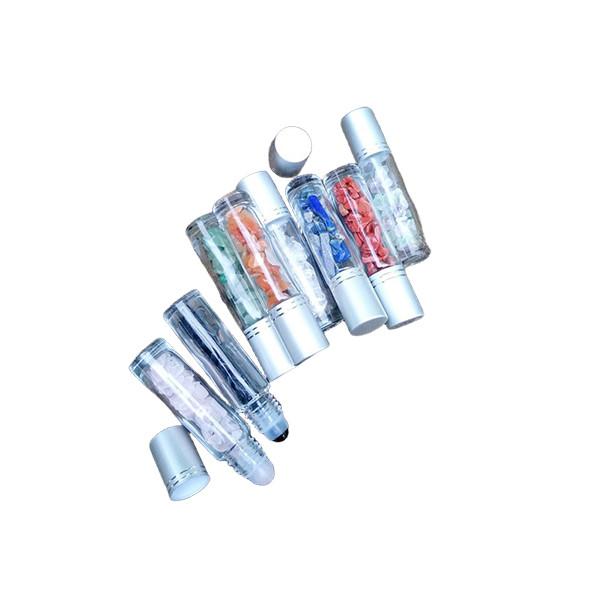 Flacon de parfum rechargeable de 10 ml, flacons à bille vides rechargeables, pierres semi-précieuses naturelles, bille roulante en pierre précieuse