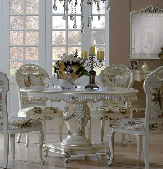 High quality vintage french province oak wooden large round shape dining table set dining room furniture