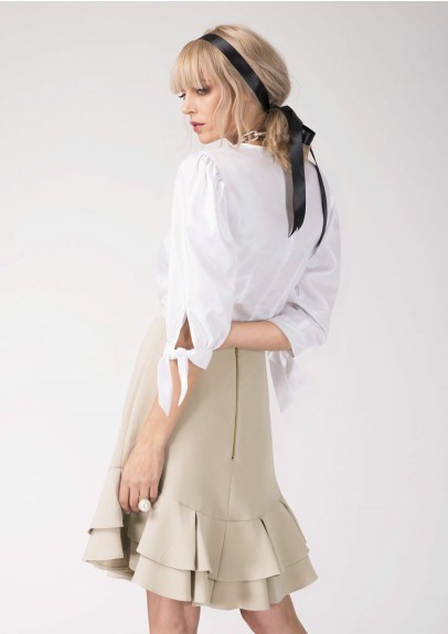 Flounce Design Mini Skirt for Women with Customized Size and Polyester Blend Fabric