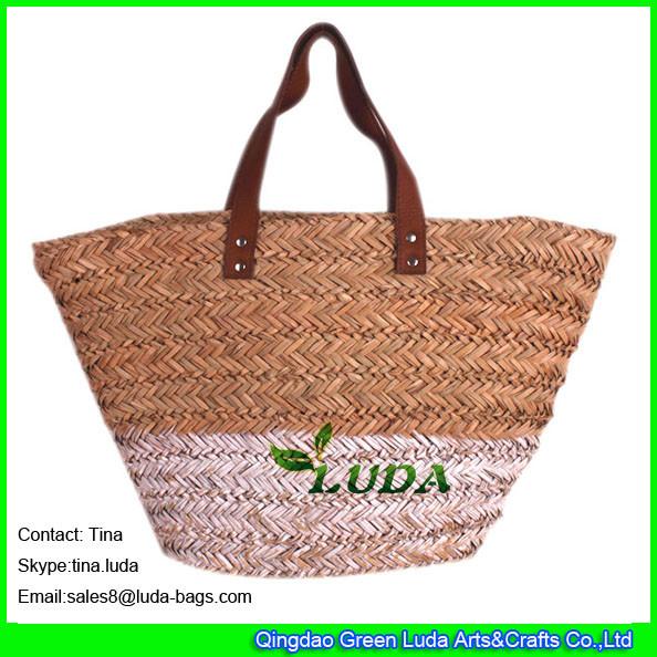 LUDA white painted seagass straw bags fashion summer straw handbags