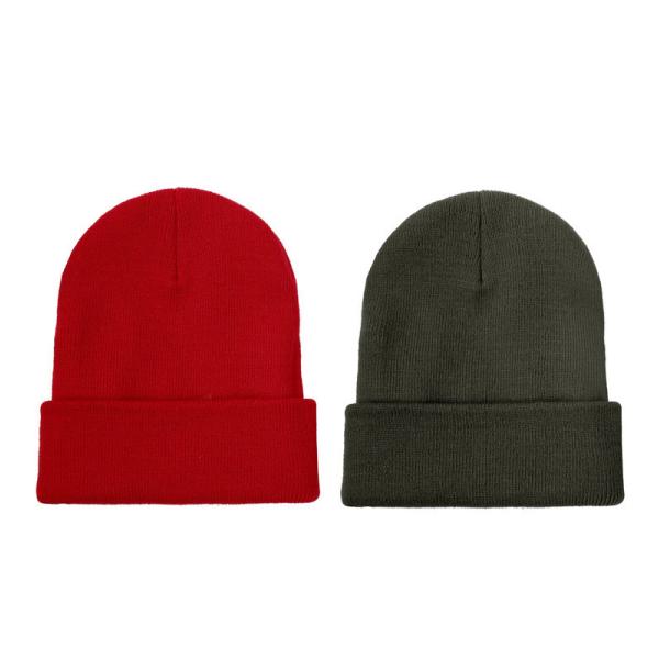 Custom Logo Embroidery Unisex Acrylic Knit Cuffed Cap Warm Winter Knit Hats Beanie for SKI