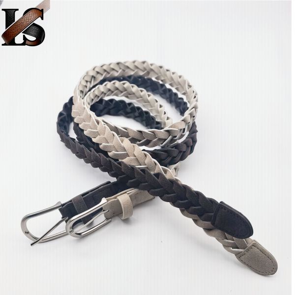 Factory Price Men's PU Leather Braided Belts with Alloy for Buckle Braided Belts