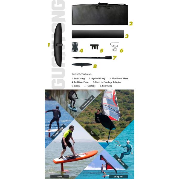 BSC 890 High-Performance Carbon Hydrofoil Front Wing for Kitesurfing and Wing Board Surfing Foil