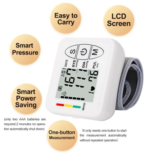LCD Display Automatic Digital Wrist Blood Pressure Monitor DC3V For Health Care