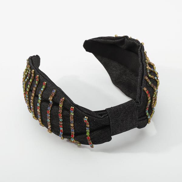 Denim hair hoops wide fabric headbands Creative color diamond-encrusted wide edge hoops hair accessories
