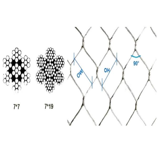 50mm Mesh size Stainless Steel Cable Mesh Cross Clip Type