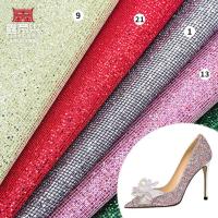 Small-Check Coarse Glitter PVC Synthetic Leather Shoe Jewelry Craft Luggage Bag Packaging Boxes Waterproof Stretch Faux Leather