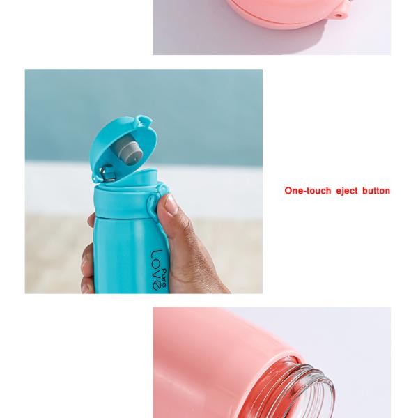 Glass Water Cup Bottle Large Capacity Stainless Steel 304 Bouncing Straight Drink Cup