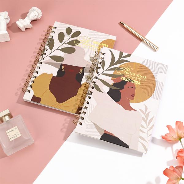 Custom Printing Logo Pink Gold Foil A5 Spiral Journal Notebooks 2026 Diary Monthly Weekly Day Agenda Teachers PlannersOEM/ODM