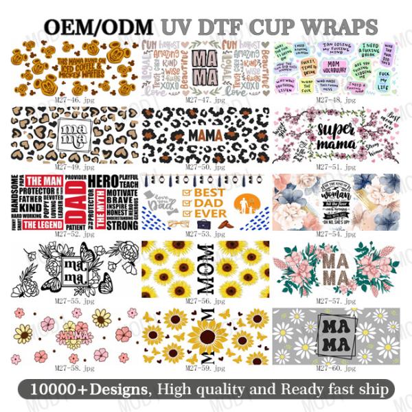 24oz Mama'S Day UV DTF Transfers For Glass Sticker Designs