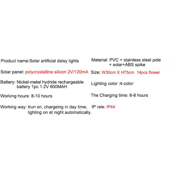 Solar Artificial Daisy Flower Lights Ground Decoration Lawn Lamp